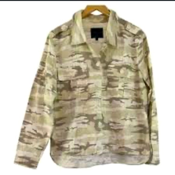 Anthropologie Tops - Anthropologie Santuary Camo Shirt - M green tan cream , cotton